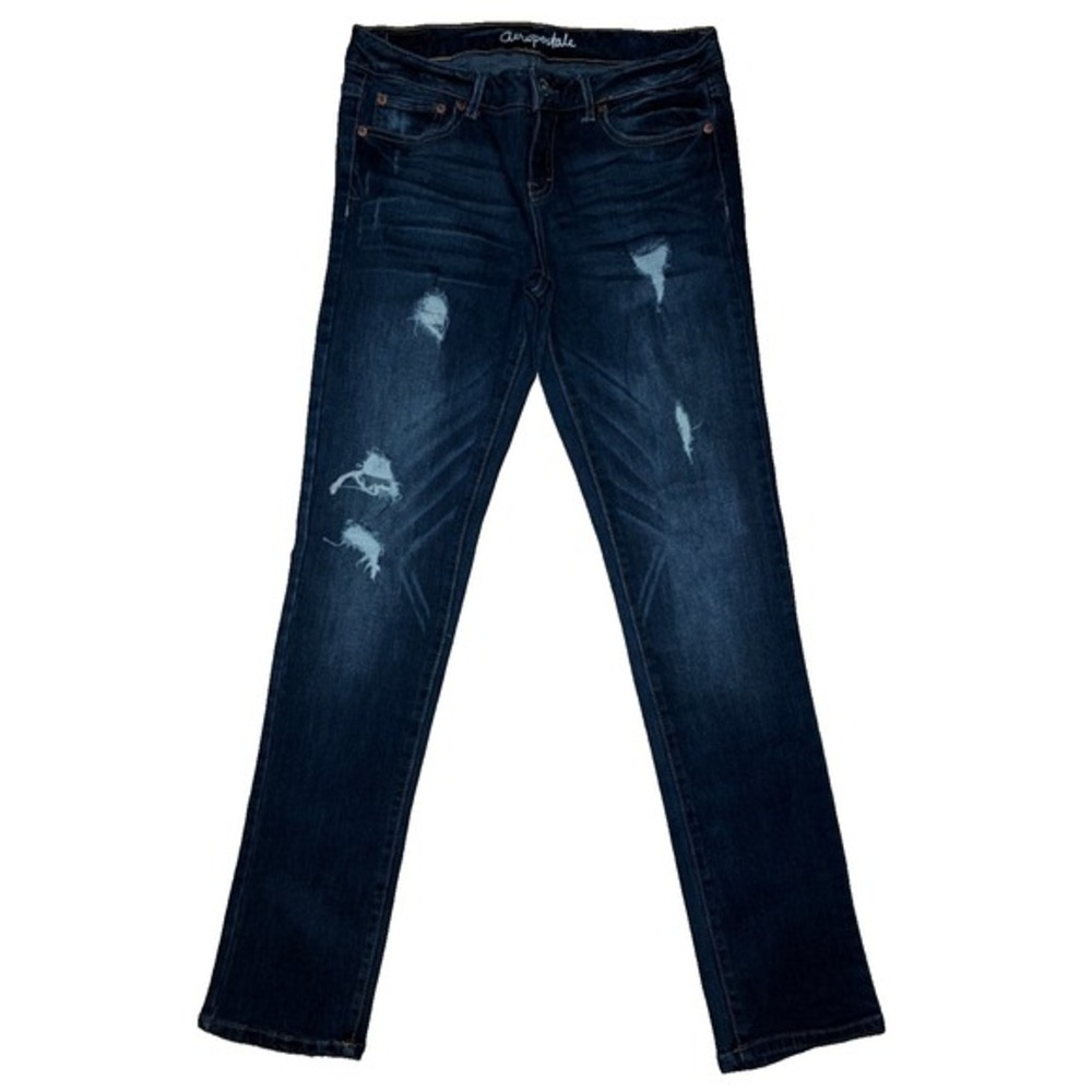 Aeropostale Women's Bayla Dark Wash Distressed Skinny Jeans - 8R
